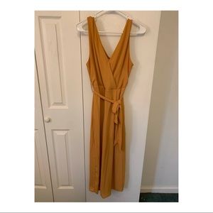 Mustard yellow tie waist jumpsuit